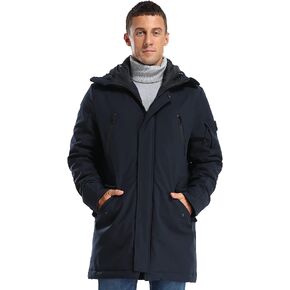 Molemsx Men's Classic Hooded Puffer Parka Jacket Mens Warm Winter Coat Vegan Down Long Parka Winter Jacket XS-3XL
