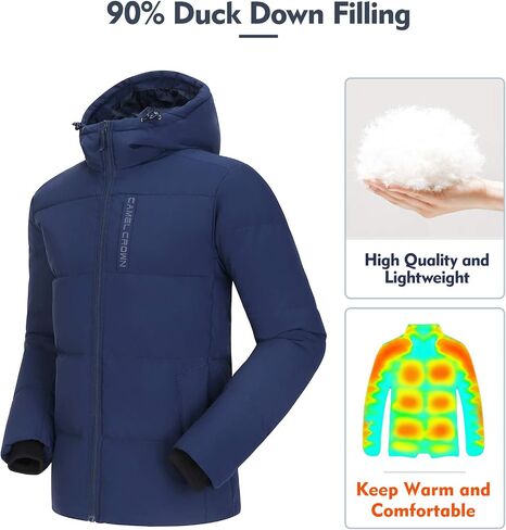 CAMELSPORTS Men’s Down Jacket Hooded Windproof Puffer Jacket Lightweight Thicken Warm Winter Parka Coat in Saudi Arabia