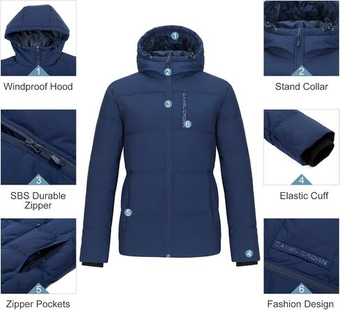CAMELSPORTS Men’s Down Jacket Hooded Windproof Puffer Jacket Lightweight Thicken Warm Winter Parka Coat in Saudi Arabia