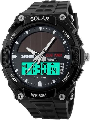 Fanmis Men's Solar Powered Casual Quartz Wrist Watch Analog Digital Multifunctional Black Sports Watch in Saudi Arabia