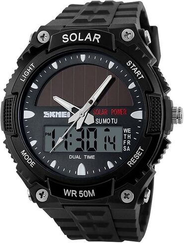 Fanmis Men's Solar Powered Casual Quartz Wrist Watch Analog Digital Multifunctional Black Sports Watch in Saudi Arabia