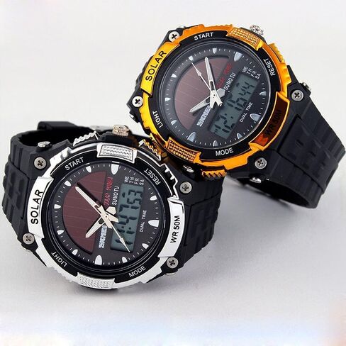 Fanmis Men's Solar Powered Casual Quartz Wrist Watch Analog Digital Multifunctional Black Sports Watch in Saudi Arabia