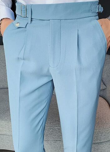 Apornipal Men's Suit Pants Slim Fit Straight Trousers British Style Business Formal Wear Dress Pants in Kuwait