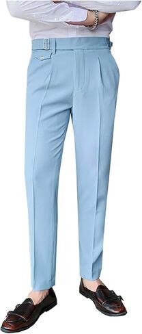 Apornipal Men's Suit Pants Slim Fit Straight Trousers British Style Business Formal Wear Dress Pants in Kuwait