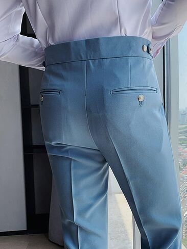 Apornipal Men's Suit Pants Slim Fit Straight Trousers British Style Business Formal Wear Dress Pants in Kuwait