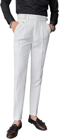 Apornipal Men's Suit Pants Slim Fit Straight Trousers British Style Business Formal Wear Dress Pants in Kuwait