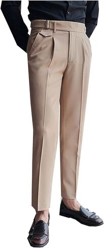 Apornipal Men's Suit Pants Slim Fit Straight Trousers British Style Business Formal Wear Dress Pants in Kuwait
