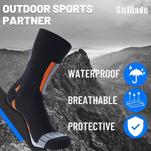 SUMADE Waterproof Socks,Unisex Novelty Athletic Water Resistant Breathable Lightweight Mid-Calf Sports Socks for Golf Cycling Running Hiking 1 Pair (Black,Medium) in Saudi Arabia