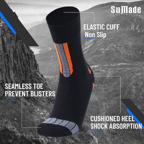 SUMADE Waterproof Socks,Unisex Novelty Athletic Water Resistant Breathable Lightweight Mid-Calf Sports Socks for Golf Cycling Running Hiking 1 Pair (Black,Medium) in Saudi Arabia