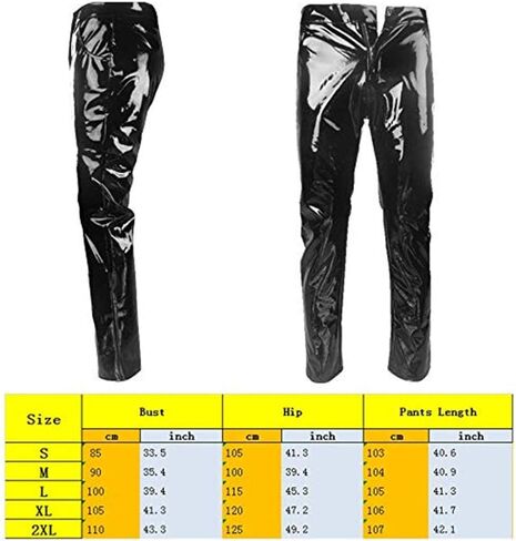 DISKEY Men's PU Faux Leather Pants Casual Long Slim Fit Straight Leg Bliker Pants in Saudi Arabia