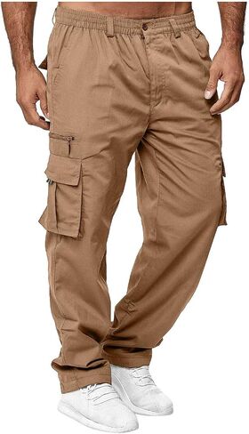 WENKOMG1 Mens Tactical Pants,Mutifunction Waterproof Outdoor Work Combat Pants Multipockets Expandable Waist Trousers in Kuwait