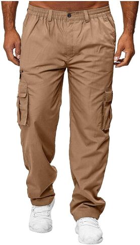 WENKOMG1 Mens Tactical Pants,Mutifunction Waterproof Outdoor Work Combat Pants Multipockets Expandable Waist Trousers in Kuwait