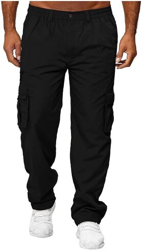 WENKOMG1 Mens Tactical Pants,Mutifunction Waterproof Outdoor Work Combat Pants Multipockets Expandable Waist Trousers in Kuwait