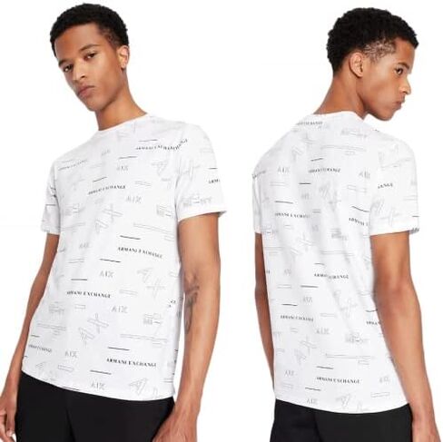 A|X ARMANI EXCHANGE Men's Allover Mixed Lines Logo T-Shirt in Saudi Arabia