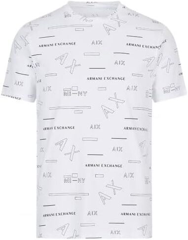A|X ARMANI EXCHANGE Men's Allover Mixed Lines Logo T-Shirt in Saudi Arabia