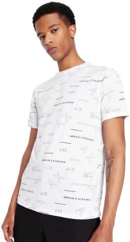 A|X ARMANI EXCHANGE Men's Allover Mixed Lines Logo T-Shirt in Saudi Arabia