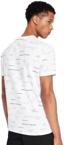 A|X ARMANI EXCHANGE Men's Allover Mixed Lines Logo T-Shirt in Saudi Arabia