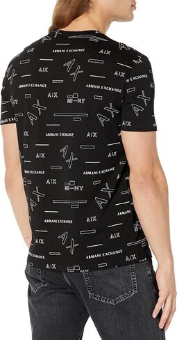 A|X ARMANI EXCHANGE Men's Allover Mixed Lines Logo T-Shirt in Saudi Arabia
