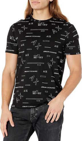 A|X ARMANI EXCHANGE Men's Allover Mixed Lines Logo T-Shirt in Saudi Arabia