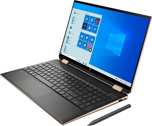 HP Spectre X360 شاشة لمس 15.6 بوصة 4K UHD 512 جيجابايت SSD + 32 جيجابايت Optane الجيل الحادي عشر i7 (ذاكرة الوصول العشوائي 16 جيجابايت، رباعي النواة i7-1165G7 يصل إلى 4.7 جيجا هرتز، Windows 10 Home، دقة 3840 × 2160) أسود داكن، 15-eb1043dx in Saudi Arabia