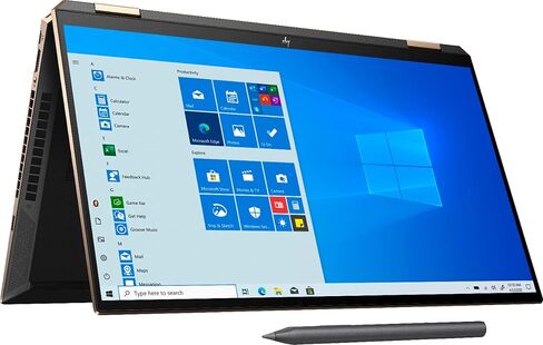 HP Spectre X360 شاشة لمس 15.6 بوصة 4K UHD 512 جيجابايت SSD + 32 جيجابايت Optane الجيل الحادي عشر i7 (ذاكرة الوصول العشوائي 16 جيجابايت، رباعي النواة i7-1165G7 يصل إلى 4.7 جيجا هرتز، Windows 10 Home، دقة 3840 × 2160) أسود داكن، 15-eb1043dx in Saudi Arabia