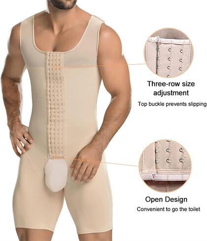 XMXM Plus Size Bodysuit for Men Weight Loss Compression Shaper Open Crotch Full Body Shapewear Tummy Control Waist Trainer in Saudi Arabia