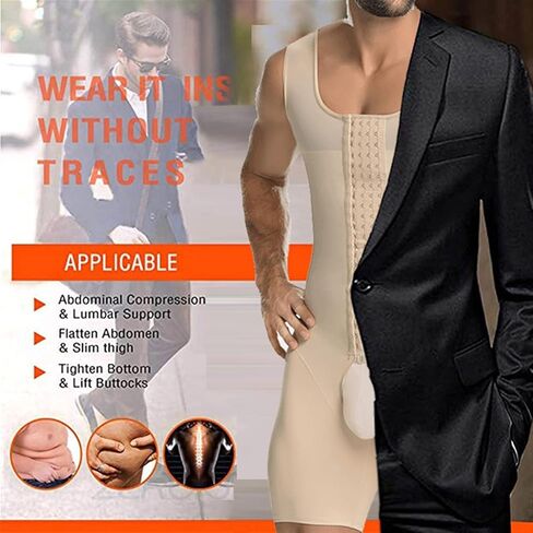 XMXM Plus Size Bodysuit for Men Weight Loss Compression Shaper Open Crotch Full Body Shapewear Tummy Control Waist Trainer in Saudi Arabia