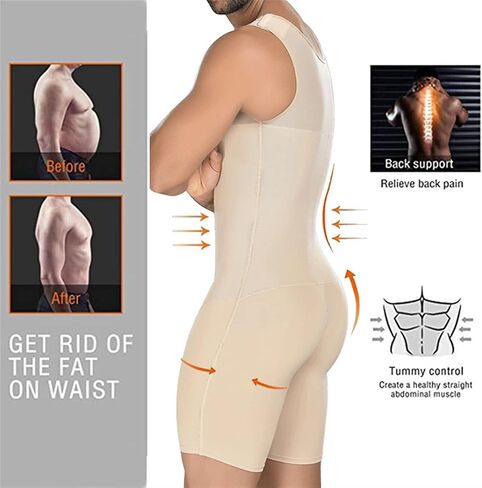 XMXM Plus Size Bodysuit for Men Weight Loss Compression Shaper Open Crotch Full Body Shapewear Tummy Control Waist Trainer in Saudi Arabia