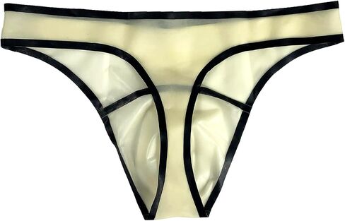 MONNIK Transparent and Black Trim Latex Briefs Fashion Rubber Male Shorts Tight G-string Underwear for Bodysuit Cosplay Party in Saudi Arabia