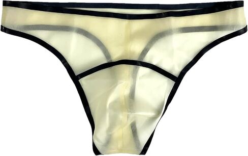 MONNIK Transparent and Black Trim Latex Briefs Fashion Rubber Male Shorts Tight G-string Underwear for Bodysuit Cosplay Party in Saudi Arabia