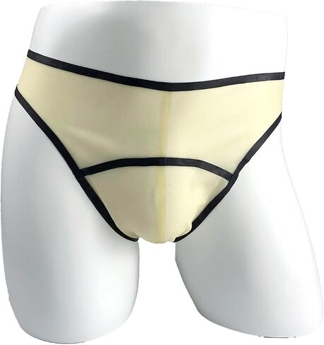 MONNIK Transparent and Black Trim Latex Briefs Fashion Rubber Male Shorts Tight G-string Underwear for Bodysuit Cosplay Party in Saudi Arabia