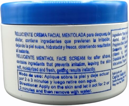 RELUCIENTE - Menthol Facial Cream - after shave - refreshing - moisturizes - softens - 8 Oz in Saudi Arabia