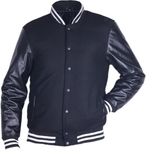 Men's Wool With Leather Sleeves Letterman Varsity Jackets - Jacket in Kuwait