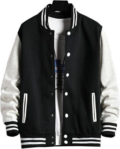 Men's Varsity Jacket Letterman Jacket Long Sleeve Banded Collar Baseball Bomber Jackets in Saudi Arabia