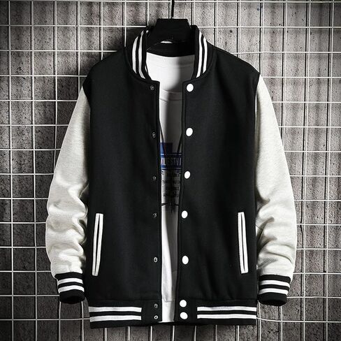 Men's Varsity Jacket Letterman Jacket Long Sleeve Banded Collar Baseball Bomber Jackets in Saudi Arabia