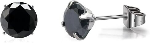 TGNEL G23 20G Titanium Earrings Studs Black/White Cubic Zirconia Women Mens Hypoallergenic Earrings for Sensitive Ears, 2mm-10mm Bright Round Cut CZ Earring Charms Pure Titanium Earrings Backs Included in Saudi Arabia