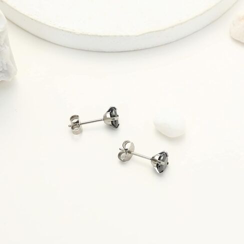 TGNEL G23 20G Titanium Earrings Studs Black/White Cubic Zirconia Women Mens Hypoallergenic Earrings for Sensitive Ears, 2mm-10mm Bright Round Cut CZ Earring Charms Pure Titanium Earrings Backs Included in Saudi Arabia