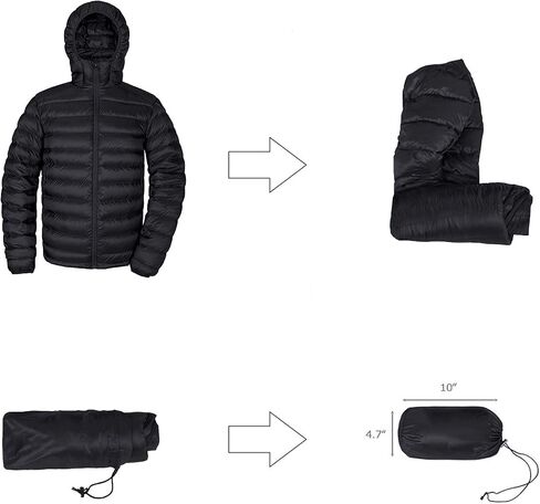 Men's Down Jacket Hooded Packable Down Puffer Jacket Lightweight Water-Resistant Insulated Down Jacket in Saudi Arabia