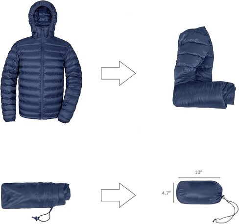 Men's Down Jacket Hooded Packable Down Puffer Jacket Lightweight Water-Resistant Insulated Down Jacket in Saudi Arabia