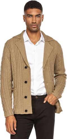 COOFANDY Men's Shawl Collar Cardigan Sweater Button Front Plaid Knitted Sweaters in Saudi Arabia