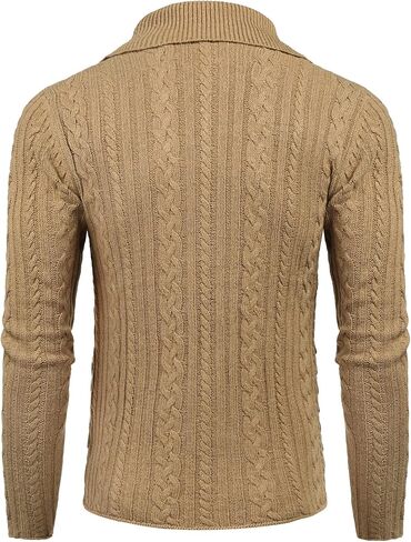 COOFANDY Men's Shawl Collar Cardigan Sweater Button Front Plaid Knitted Sweaters in Saudi Arabia