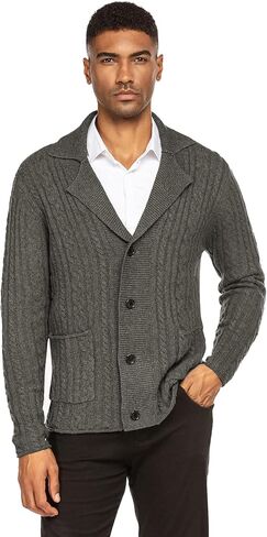 COOFANDY Men's Shawl Collar Cardigan Sweater Button Front Plaid Knitted Sweaters in Saudi Arabia