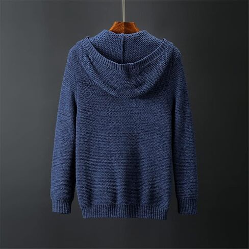 Autumn Men's Loose Casual with Hood Zippers Cardigan Cotton Elastic Pure Color Sweater in Saudi Arabia