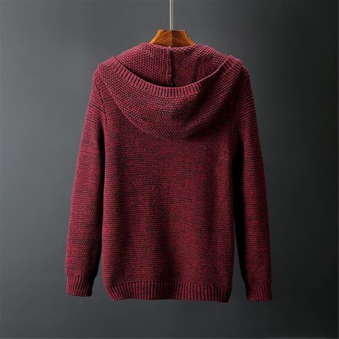 Autumn Men's Loose Casual with Hood Zippers Cardigan Cotton Elastic Pure Color Sweater in Saudi Arabia