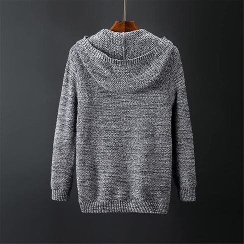 Autumn Men's Loose Casual with Hood Zippers Cardigan Cotton Elastic Pure Color Sweater in Saudi Arabia