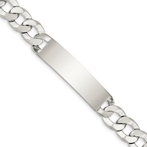 Solid 925 Sterling Silver ID Bracelet Engravable Identification Name Bar Tag - with Secure Lobster Lock Clasp 7.5" (Width = 12mm) in Saudi Arabia