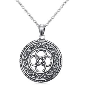 925 Sterling Silver Jewelry Oxidized Good Luck Irish Knot Celtic Medallion Round Pendant Necklace, 20 inch in Saudi Arabia
