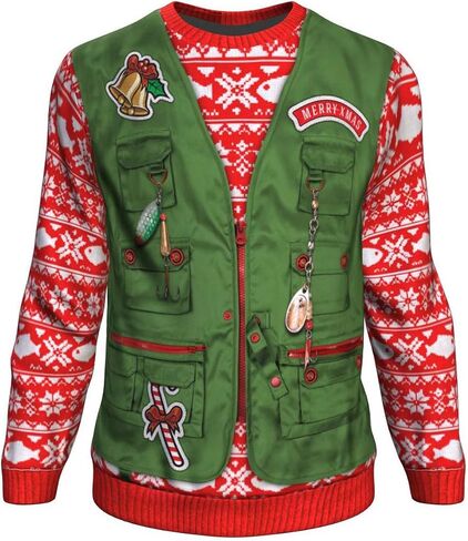 Freedom Look Merry Fishmas Fishing Ugly Xmas Sweatshirt - Fisherman Angler Christmas Sweater Men Women in Saudi Arabia