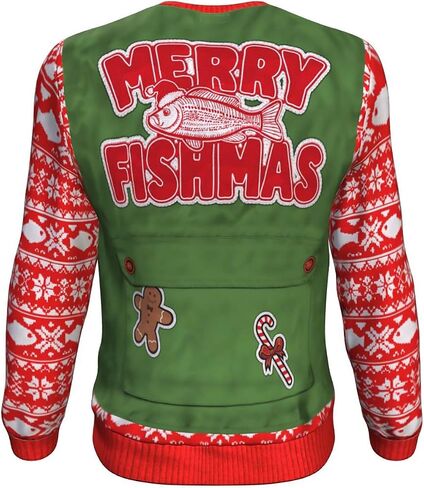 Freedom Look Merry Fishmas Fishing Ugly Xmas Sweatshirt - Fisherman Angler Christmas Sweater Men Women in Kuwait