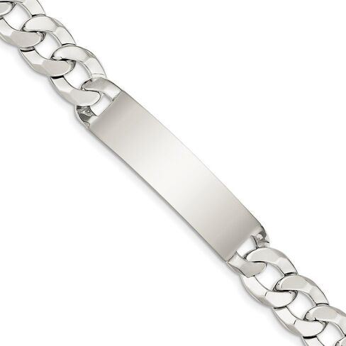 Solid 925 Sterling Silver ID Bracelet Engravable Identification Name Bar Tag - with Secure Lobster Lock Clasp 7.5" (Width = 12mm) in Saudi Arabia